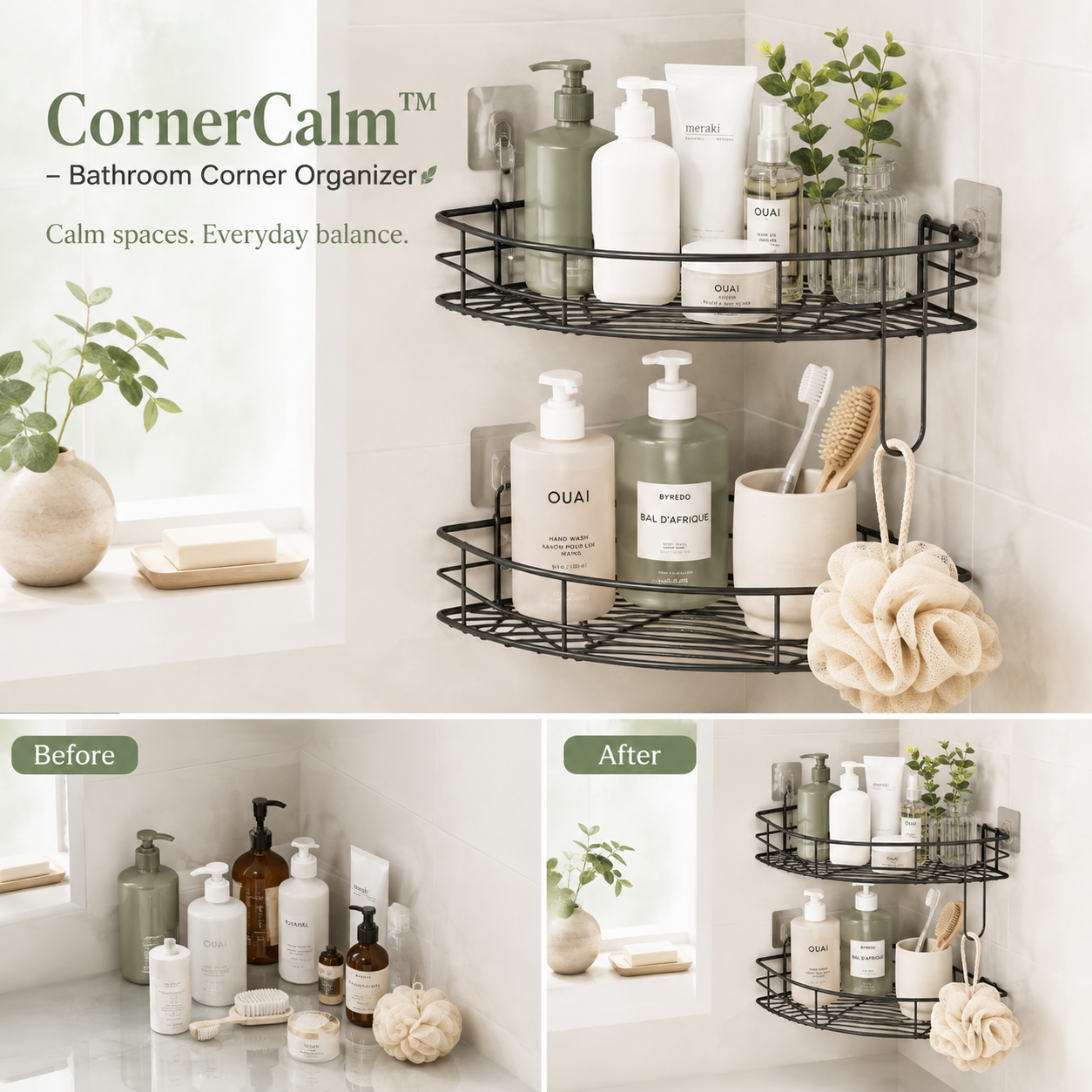 CornerCalm™– Bathroom Corner Organizer